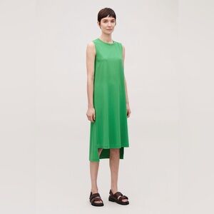 COS Green Jersey Knit Midi Sleeveless Relaxed Dress Minimalist Women's Medium